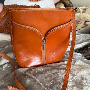 Brown Leather Handbag Made Italy (like new)